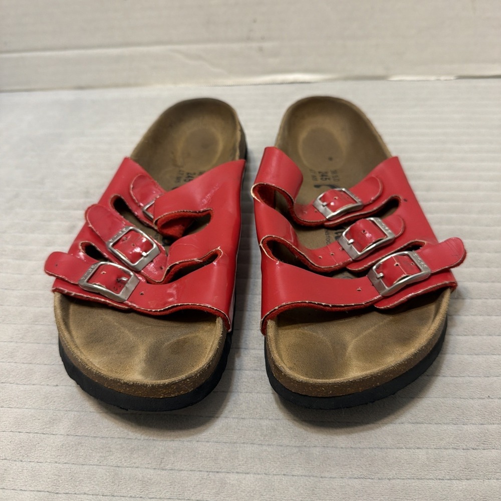 Birkenstock Betula Red 3 Strap‎ Cork Sandals 7 Adjustable Straps Boho